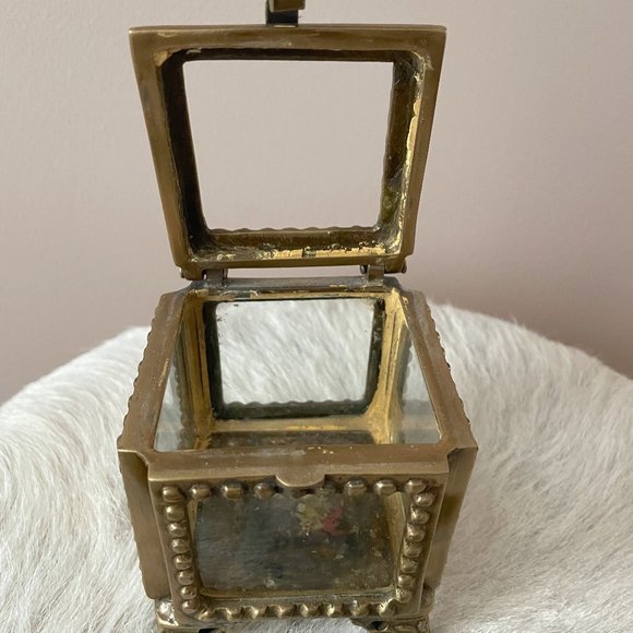 Anthropologie Gold Glass Trinket Box - Picture 2 of 6